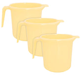 Heart Home Square Large Plastic Bathroom Mug, 2 Litre- Pack of 3 (Cream)-50HH0845